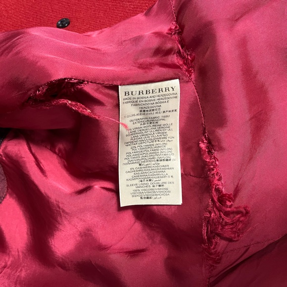 Burberry Brit  Wool Pea Coat Red Women’s US Size 6 Authentic (Read Description) - Picture 9 of 15